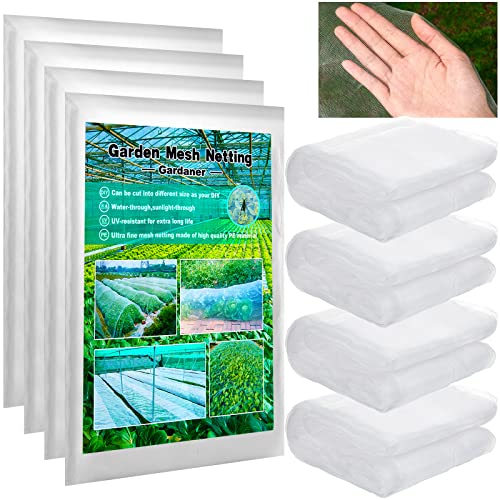 4 Pcs Garden Netting Mosquito Netting Plant Covers Bird Netting Mesh Netting for Garden Row Cover Plant Netting Garden Barrier Netting for Protect Vegetable Plants Fruits Flowers (10 x 20 ft)