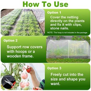 4 Pcs Garden Netting Mosquito Netting Plant Covers Bird Netting Mesh Netting for Garden Row Cover Plant Netting Garden Barrier Netting for Protect Vegetable Plants Fruits Flowers (10 x 20 ft)