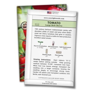 Sow Right Seeds - Cherry Tomato Seed Collection for Planting - Large Red Cherry, Yellow Pear, White, and Rio Grande Tomatoes - Non-GMO Heirloom Varieties to Plant and Grow Home Vegetable Garden