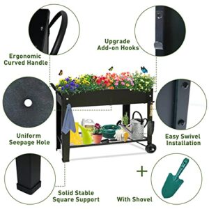 aboxoo Large Planter Raised Beds with Legs Outdoor Metal Planter Box on Wheels Elevated Garden Bed for Vegetables Flower Herb Patio (40" L x 11" W x 31.5" H)