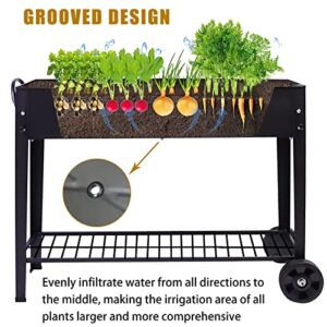 aboxoo Large Planter Raised Beds with Legs Outdoor Metal Planter Box on Wheels Elevated Garden Bed for Vegetables Flower Herb Patio (40" L x 11" W x 31.5" H)