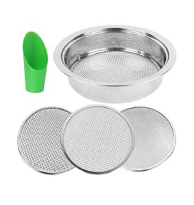 soil sifter garden sieve sifting – stainless sieve,Φ9.5in interchangeable pan contain 3 specification sieve,soil scoops dirt for soil,peat moss and more., silver