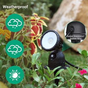 EDISHINE Outdoor LED Spotlight Waterproof, Dusk to Dawn Light Sensor, 120V 12W 1200LM 4000K Warm White Landscape Light with Plug for Flag, Trees, 3 FT Extension Cord, UL Listed