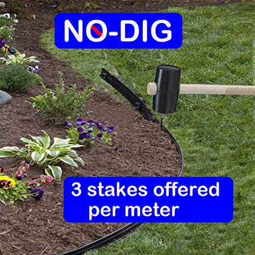 Landscape Edging,33FT Garden Edging with 30 Edging Stakes, Rubber Landscaping Edging, No Dig Landscape Edging for Yard, Yard Edging Borders Flower Bed Edging Garden Borders (Black-33FT)