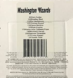 Washington Wizards 2021 2022 Hoops Factory Sealed Team Set Rookie Cards of Corey Kispert and Isaiah Todd