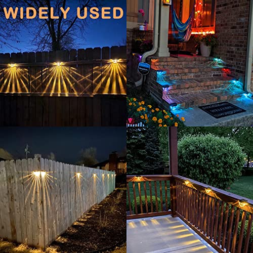 Melunar Solar Deck Lights, 6 Pack Solar Step Lights Outdoor Waterproof LED Solar Fence Lights for Patio, Stairs,Yard, Garden Pathway, Step and Fences, 10 Lumens, Warm White/Color Changing Lighting