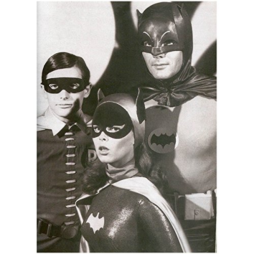 Adam West Burt Ward Yvonne Craig 8x10 B&W Photo Batman TV 66 Batman Robin Batgirl Grey Background Wlo