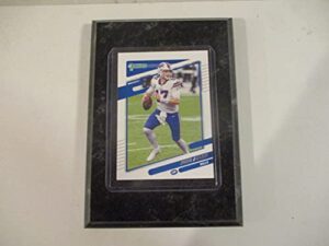 josh allen buffalo 2021 donruss football player card mounted on a 4″ x 6″ black marble plaque