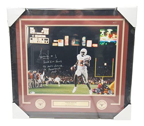 Vince Young Signed Autograph 16x20 Photo Framed Longhorns Inscribed Beckett BAS