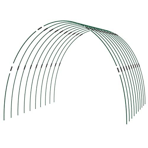 NovDeco Garden Hoops, 7ft Long Greenhouse Hoops Grow Tunnel Up to 12 Sets, 50Pcs 17” Rust-Free Support Hoops Frame Support for Raised Bed, Garden Stakes, Garden Fabric, Garden Mesh Netting