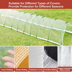 NovDeco Garden Hoops, 7ft Long Greenhouse Hoops Grow Tunnel Up to 12 Sets, 50Pcs 17” Rust-Free Support Hoops Frame Support for Raised Bed, Garden Stakes, Garden Fabric, Garden Mesh Netting