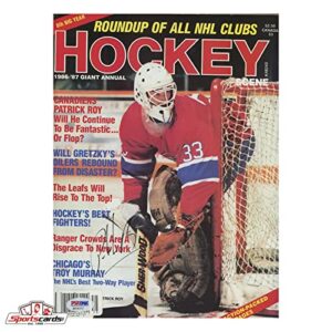 patrick roy signed 1986/87 hockey magazine – psa coa – autographed nhl magazines