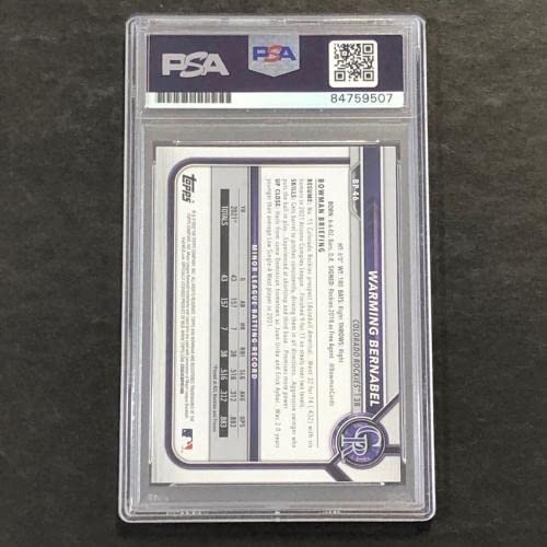 2021 Bowman Chrome #BP-46 Warming Bernabel Signed Card PSA Slabbed Auto Rockies - Baseball Slabbed Autographed Cards