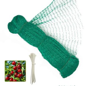 13 x 46 feet anti bird netting, green garden netting protect fruit and vegetables from birds and animals, bonus 20 pcs cable ties – 0.56 in mesh