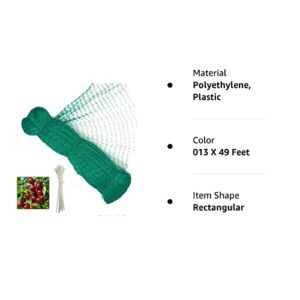 13 x 46 Feet Anti Bird Netting, Green Garden Netting Protect Fruit and Vegetables from Birds and Animals, Bonus 20 PCS Cable Ties - 0.56 in Mesh