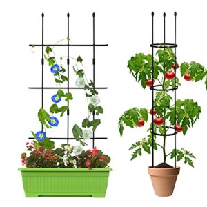 mixxidea 2 packs garden trellis for climbing plants outdoor and indoor – 48-inch garden obelisk trellis adjustable metal trellis for tomato plant support