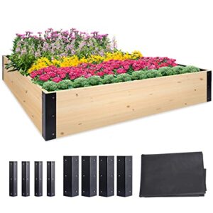 quictent 4×4 raised garden bed kit – elevated ground planter for growing fruit/vegetables/herbs – (48 x 48 x 11) inches – natural rot-resistant wood w/corner brackets outdoors