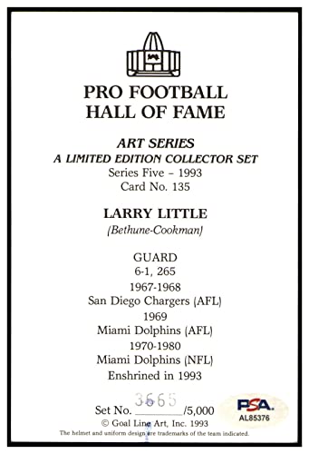 Larry Little Signed Goal Line Art Card GLAC Autographed Dolphins PSA/DNA