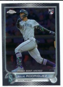 julio rodriguez 2022 topps chrome update rookie debut #usc165 baseball rookie card rc seattle mariners
