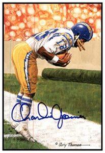 charlie joiner signed goal line art card glac autographed chargers psa/dna