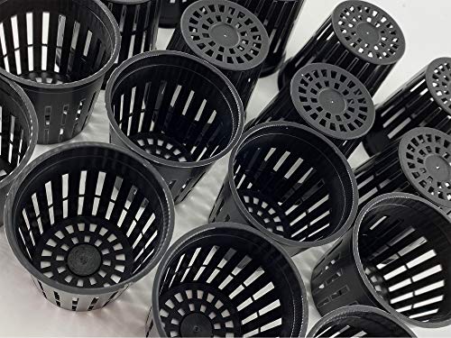 2 Inch Plastic Net Cups, Pots Plant Containers, for Hydroponics Aquaponics Orchids, 50 Pcs Black.