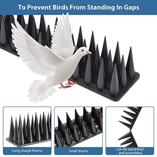 Bird Spikes, 20 Pack Bird Squirrel Raccoon Pigeon Cat Animal Deterrent Spikes for Outside Anti Bird Defender Spikes Outdoor to Keep Birds Away Black