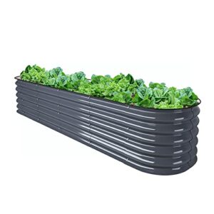 vegega. 8ft x 2ft x 1.4ft raised garden bed kit, large zinc-aluminum-magnesium stainless steel metal planter box, for planting outdoor plants vegetables, grey