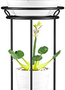 YIUKEA Plant Stand Indoor Outdoor - Metal Planter Holder Shelf Tall Tiered Flower Pot Display Organizer Rack for Garden, Patio, Living Room, Bathroom, Office (Black)