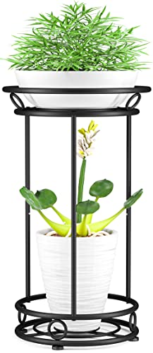 YIUKEA Plant Stand Indoor Outdoor - Metal Planter Holder Shelf Tall Tiered Flower Pot Display Organizer Rack for Garden, Patio, Living Room, Bathroom, Office (Black)