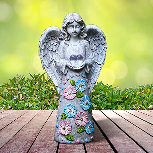 Homight Garden Decor Angel Statue, Solar Outdoor Patio Garden Sculptures &Sympathy cemetary Grave Decorations Gifts for Pets and Lost Love Ones