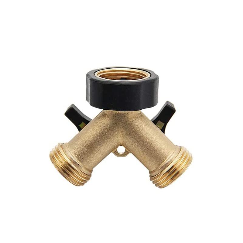 Heisey Garden Hose Splitter Heavy-Duty 2 Way Solid Brass Y Valve Female Connector