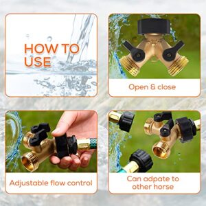 Heisey Garden Hose Splitter Heavy-Duty 2 Way Solid Brass Y Valve Female Connector