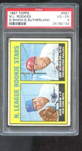 1967 topps #587 n. l. rookie stars don shaw gary sutherland psa 4 graded card – slabbed baseball cards
