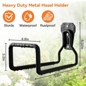 UPCERA 2PCS Metal Garden Hose Holder Wall Mount Heavy Duty Water Hose Hook Hanger Metal Tube Stand with 6 Screw, 6 Drywall Anchors for Outside Garden Yard Garage (2Pack - Black)