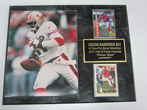 Deion Sanders 49ers 2 Card Collector Plaque w/8x10 Photo PRIME TIME