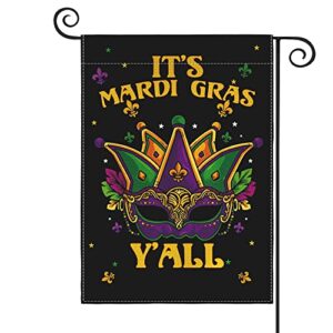 avoin colorlife it’s mardi gras y’all garden flag 12×18 inch vertical double sided, masquerade mask holiday party yard outdoor decoration