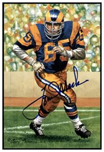 tom mack signed goal line art card glac autographed rams psa/dna