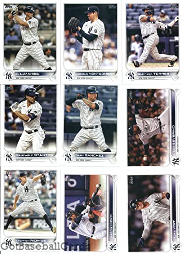 2022 Topps Series 2 New York Yankees Team Set of 10 Cards: DJ LeMahieu(#380), Jordan Montgomery(#382), Stanton/Judge(#399), Luke Voit(#445), Aaron Hicks(#497), Stephen Ridings(#516), Luis Severino(#533), Gary Sanchez(#625), Gleyber Torres(#639), Giancarlo