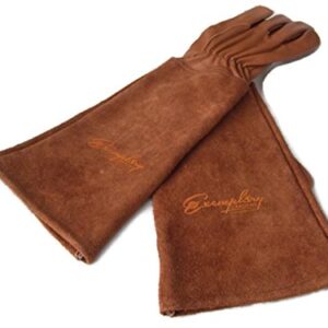 Rose Pruning Gloves for Men and Women - Thorn Proof Goatskin Leather Gardening Gloves with Gauntlet (Extra Large, Brown)