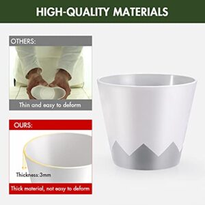 HAUSHOF 5 Inch Plant Pots, 10 Pcs Plastic Planters for Flower Planting, Flower Pots for Indoor, Home and Garden, Light Grey