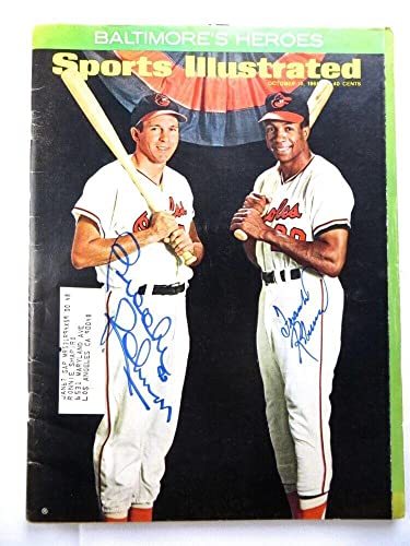 Brooks & Frank Robinson Signed Autographed Magazine SI 1966 Orioles JSA AH04465 - Autographed MLB Magazines