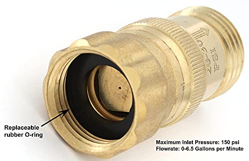 25 psi Water Pressure Reducer Regulator for Drip Irrigation System, 3/4 inch Hose Thread, 150 psi Max Inlet Pressure, Lead-free Brass