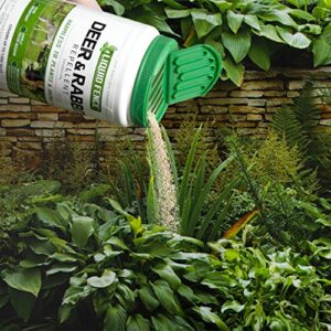 Liquid Fence Deer and Rabbit Repellent Granular, Keep Deer and Rabbits Out of Garden Patio and Backyard, Use on Gardens Shrubs and Trees, Harmless to Plants and Animals When Used & Stored as Directed, 2 lb,White