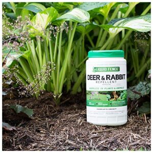 Liquid Fence Deer and Rabbit Repellent Granular, Keep Deer and Rabbits Out of Garden Patio and Backyard, Use on Gardens Shrubs and Trees, Harmless to Plants and Animals When Used & Stored as Directed, 2 lb,White