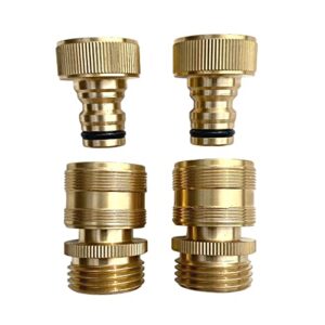 quick connector garden hose fittings (2 pack) – leak free – 3/4″ snap-on water hose adapter for quick release – solid brass – quick connection garden hose connectors