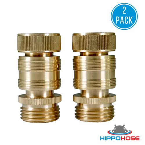 Quick Connector Garden Hose Fittings (2 Pack) - Leak Free - 3/4" Snap-On Water Hose Adapter for Quick Release - Solid Brass - Quick Connection Garden Hose Connectors