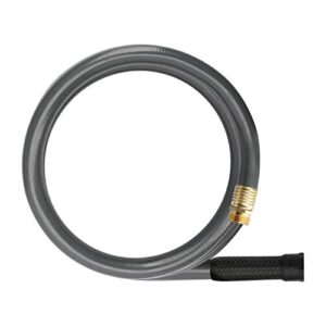 worth garden lead-in garden hose 5/8 in. x 12 ft. non kinking heavy duty short water hose,male to female replacement durable pvc garden pipe with solid brass fittings,grey,12 years warranty