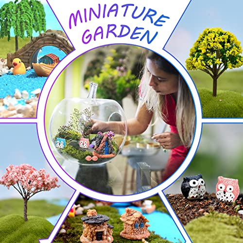 CHAKANLX 108 Pieces Miniatures Fairy Garden Accessories Outdoor, Fairy Garden Kit, Miniature Figurines, Fairy Garden Accessories, DIY Micro Landscape Ornaments for Potted Plant Bonsai Terrarium Decor