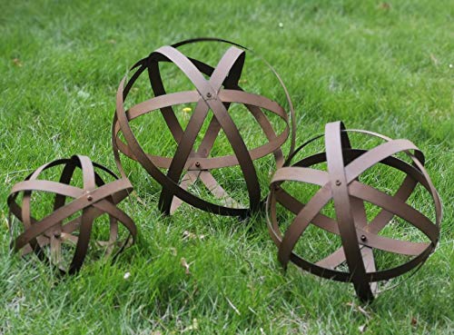 Metal Garden Spheres, Metal Band Decorative Spheres, Metal Folding Orb Garden Ball, Sets of 3