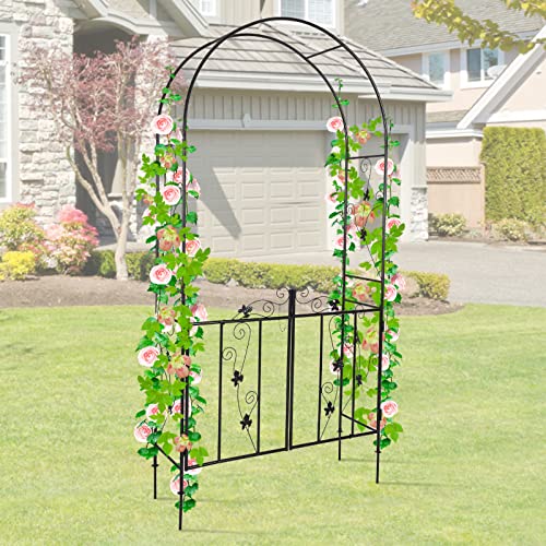 Kintness Garden Arch Arbor with Gate Trellis Arbour Archway for Climbing Plants Outdoor Garden Lawn Backyard …